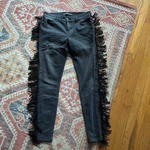 Express Jeans fringe mid-rise jegging